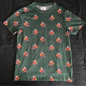 Men’s Brown Santa Graphic Tee in Green Size Large